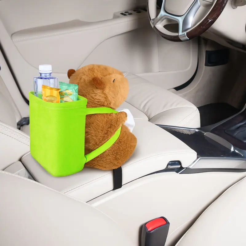 Capybara Plush Car Tissue Box Trash Bag Trash Bin Soft Plush Toy Interior Decoration Garbage Can Car Armrest Storage Box