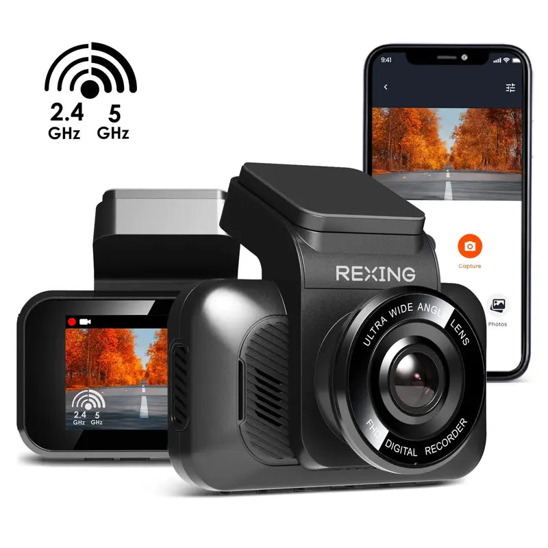 Rexing V55 4K Front Rear Dashcam, 5.0 Ghz Wi-Fi, and GPS Car Dash Camera Recorder