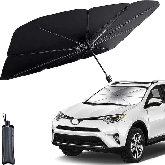 Car Windshield Sun Shade Umbrella with Storage Bag, Foldable UV Protection Car Front Window Cover Sunshade, Car Exterior Protection Accessories