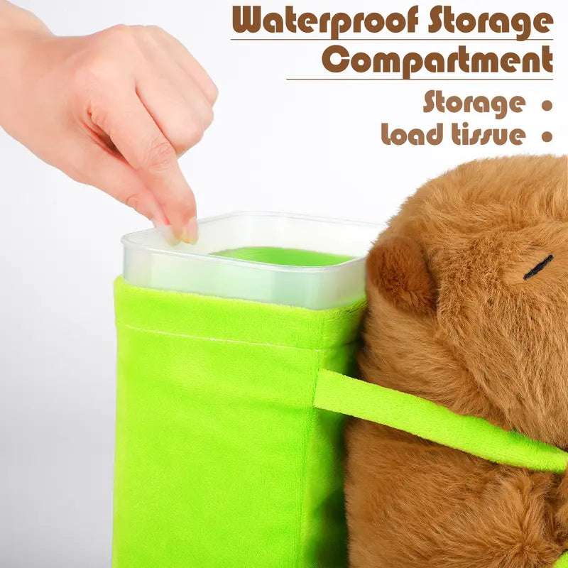 Capybara Plush Car Tissue Box Trash Bag Trash Bin Soft Plush Toy Interior Decoration Garbage Can Car Armrest Storage Box