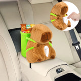 Capybara Plush Car Tissue Box Trash Bag Trash Bin Soft Plush Toy Interior Decoration Garbage Can Car Armrest Storage Box