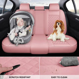 TANDNGTEK Car Seat Covers Full Coverage,2 Pcs and 4 Pcs Universal Waterproof Leather Seat Covers for Cars,Front Seat Cushions Fit for Most Cars SUV Pick-Up Truck BEIGE BLACK DARKGREY PINK