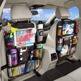 Car Backseat Organizer and Storage, with Touch Screen Tablet Holder, Car Storage Organizer with 10 Storage Pockets, Kids Durable Waterproof, Kick Mats Backseat Protector