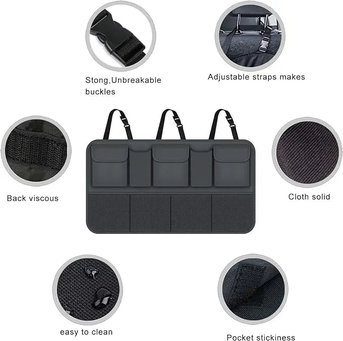 Multi-Functional Car Trunk Organizers,Backseat Hanging Organizer with 9 Large Storage Bag,Car Trunk Tidy Organizer