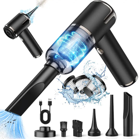 YOYOWAY 3 in 1 27000Pa Handheld Car Vacuum Cleaner Home Appliances, 100W High Power Wet & Dry Vacuum Cleaner, Compressed Air Duster-Reusable Electric Air Duster- 60000 RPM, Cordless Air Duster Electric Brooms & Mops Cannister Vacuums Car Cleaning Tools