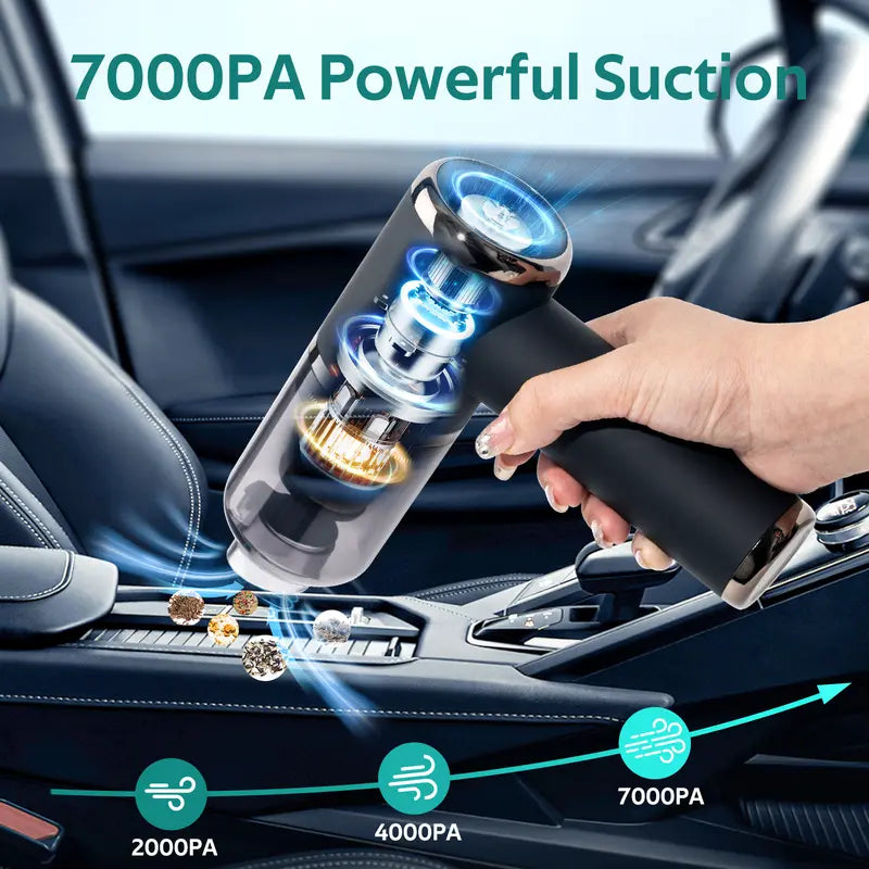 YOYOWAY 3 in 1 27000Pa Handheld Car Vacuum Cleaner Home Appliances, 100W High Power Wet & Dry Vacuum Cleaner, Compressed Air Duster-Reusable Electric Air Duster- 60000 RPM, Cordless Air Duster Electric Brooms & Mops Cannister Vacuums Car Cleaning Tools